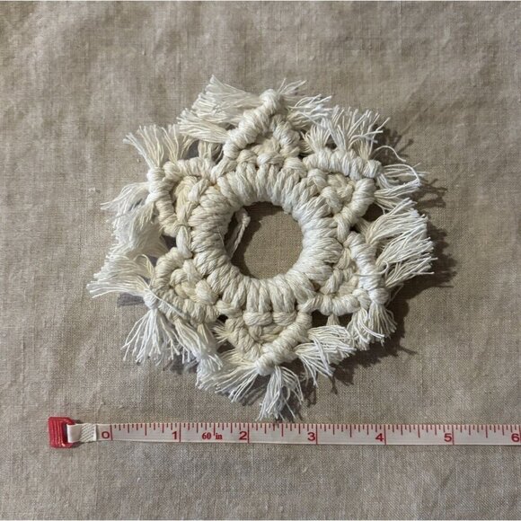 Snowflake Ornaments White Christmas Tree Decorations‎ Handmade Macrame Set of 2 - Picture 5 of 5